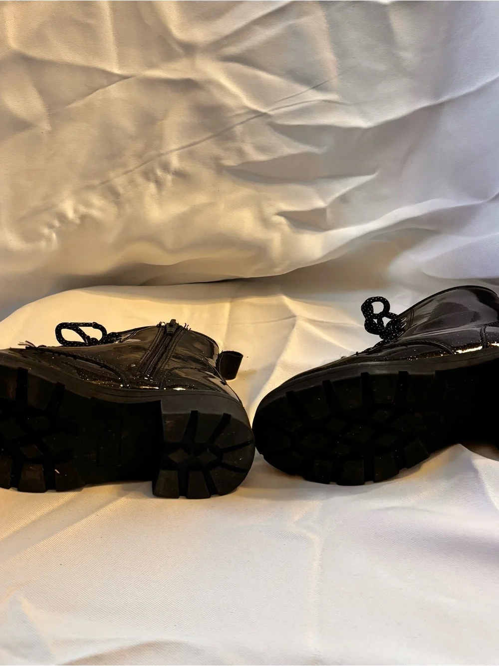 Girls Old Navy Black Leather Combat Boots Size 13